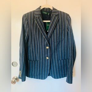 Ralph Lauren Blue Cotton Linen Blazer NWT
